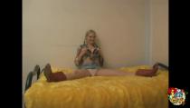 With boots on her bed, this co...
